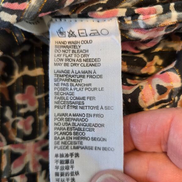 Cleobella Brynlee Blouse Women's M Black Pink Organic Cotton Cottagecore Boho - Picture 8 of 9